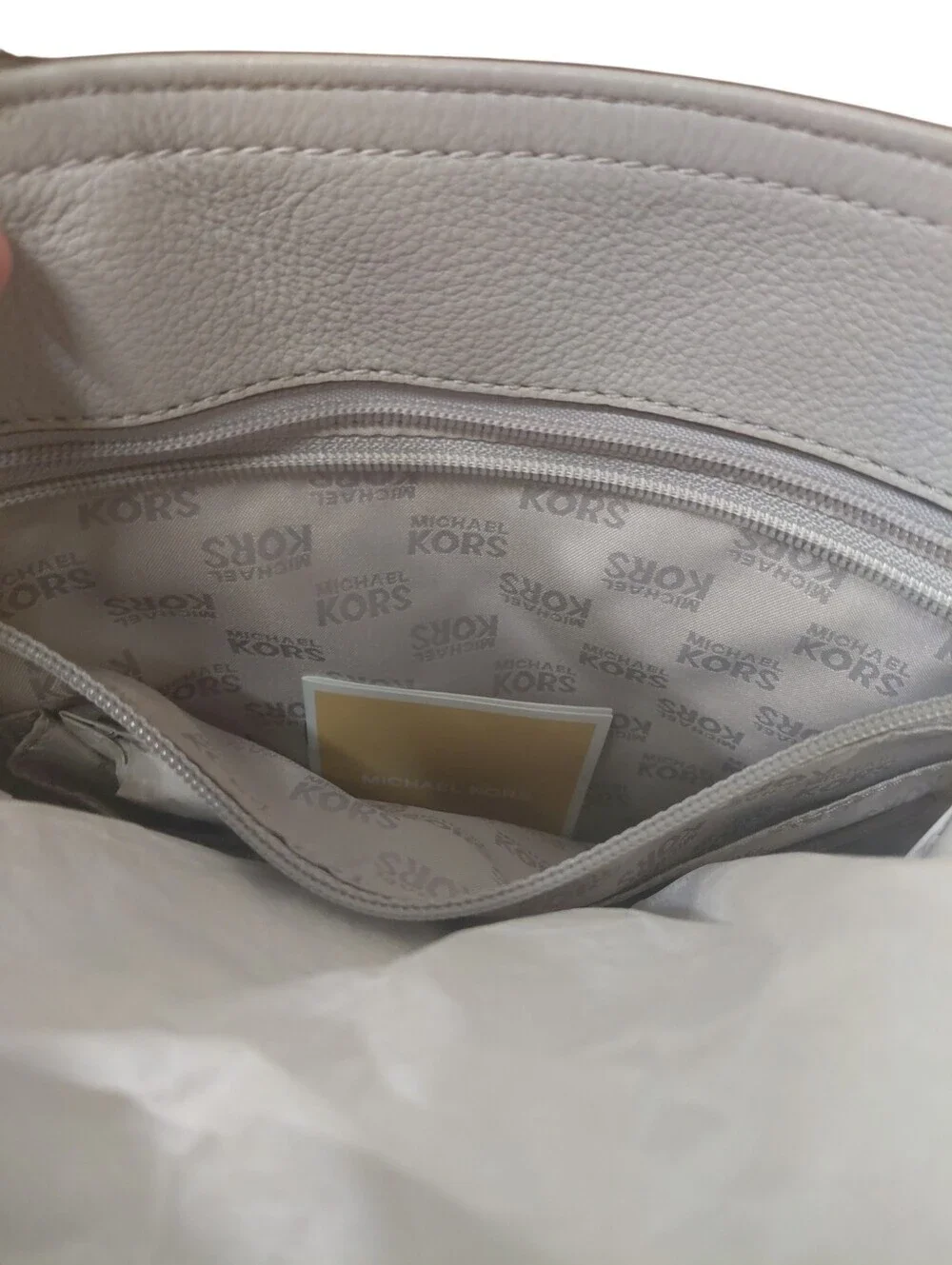 NEW Michael Kors Gray Leather Chain-Link Tote Shoulder Bag